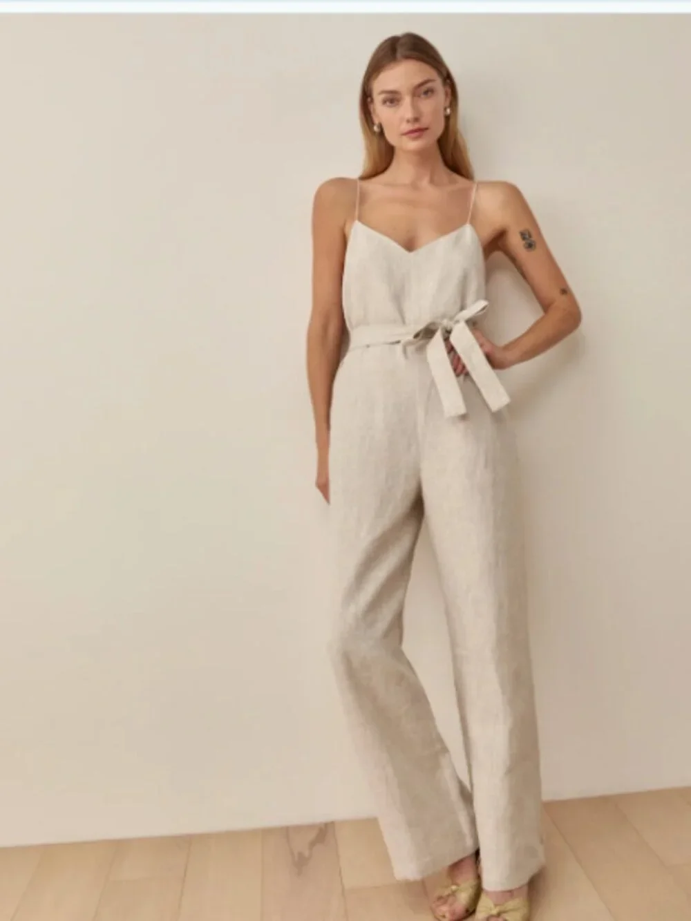 Reformation Isla Linen Jumpsuit Size Small Boho Breathable Lighweight Casual